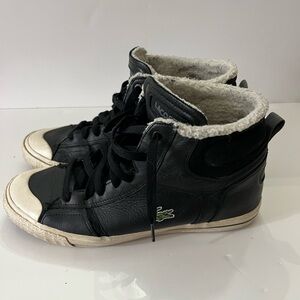 Lacoste Black Leather Sneakers with fur lining Size 9.5 Men’s